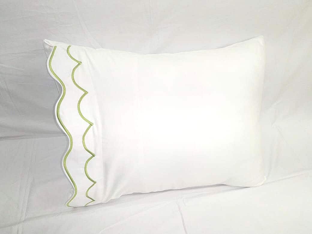 SHEET SET_ Double Scalloped Embroidery Sheet Set White 100% Cotton Sateen Sheet Set 400 Thread Count