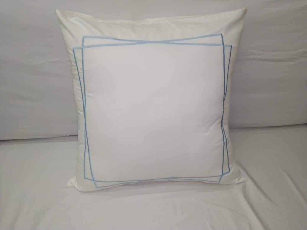 Euro Sham_400 Thread Count White Cotton Sateen Hotel Stitch two line cross embroidery