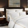 400 Thread Count White 100% Cotton Sateen 3 line embroidery Border Duvet Cover Set - Image 3