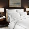 400 Thread Count White 100% Cotton Sateen 3 line embroidery Border Duvet Cover Set - Image 4