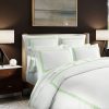 400 Thread Count White 100% Cotton Sateen 3 line embroidery Border Duvet Cover Set - Image 6