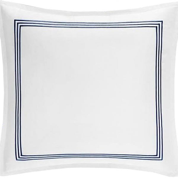 400 Thread Count White 100% Cotton Sateen Hotel Stitch 3 line Embroidery Euro Shams