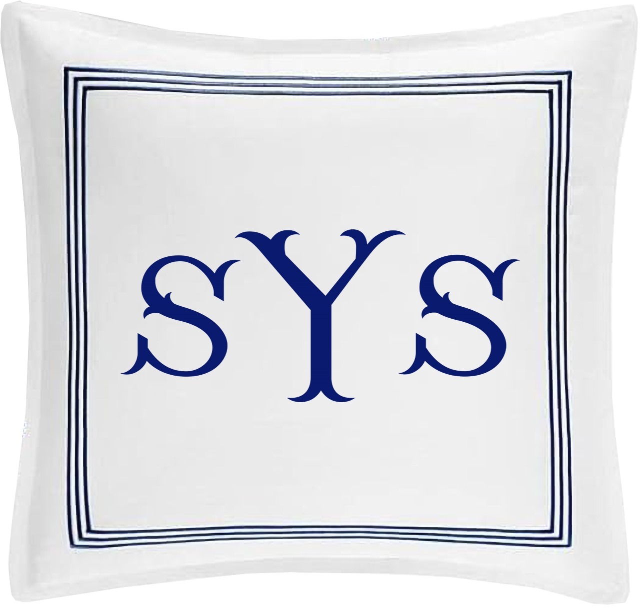 Personalized Monogrammed 400 Thread Count White 100% Cotton Sateen Hotel Stitch 3 line Embroidery Euro Shams - Image 2