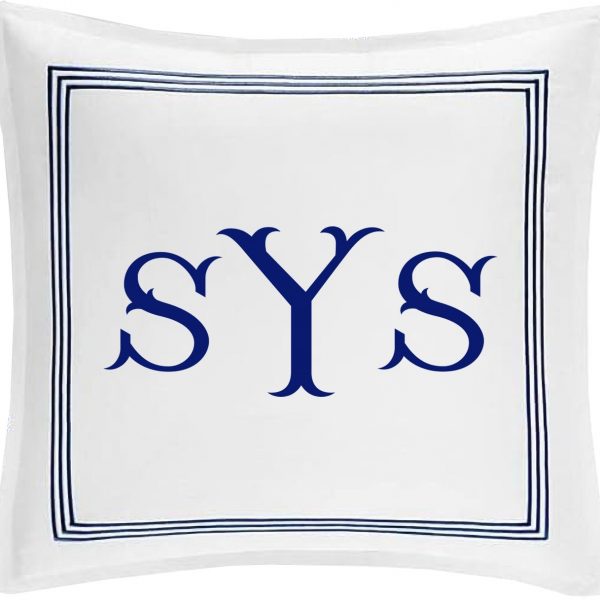 Personalized Monogrammed 400 Thread Count White 100% Cotton Sateen Hotel Stitch 3 line Embroidery Euro Shams