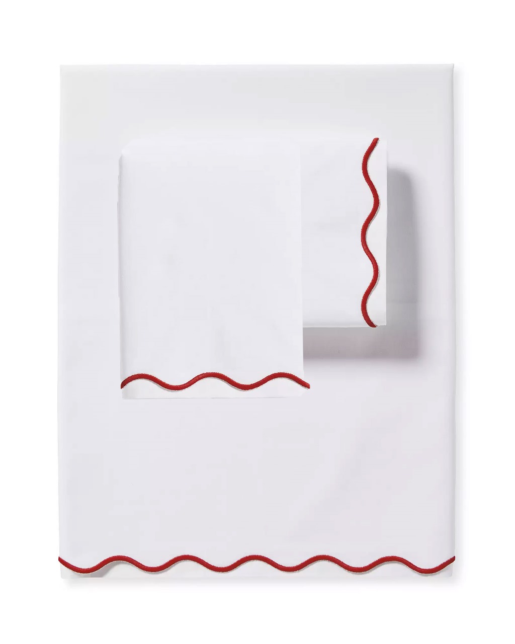 400 Thread Count White Cotton Sateen Hotel Stitch Scalloped Embroidery Border 4 Piece Sheet Set - Image 2
