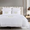 Personalized Monogram 400 Thread Count White 100% Cotton Sateen Hotel Stitch 3 line Edge Embroidery Border Duvet Cover set - Image 4