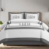 Personalized Monogram 400 Thread Count white Cotton Sateen Hotel Stitch Border Frame duvet cover set - Image 5