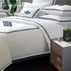 Personalized Monogram 400 Thread Count White 100% Cotton Sateen Hotel Stitch 3 line Embroidery Border Duvet Cover set - Image 6