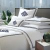 Personalized Monogram 400 Thread Count White 100% Cotton Sateen Hotel Stitch 3 line Embroidery Border Duvet Cover set - Image 5