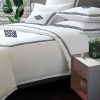Personalized Monogram 400 Thread Count White 100% Cotton Sateen Hotel Stitch 3 line Embroidery Border Duvet Cover set - Image 4