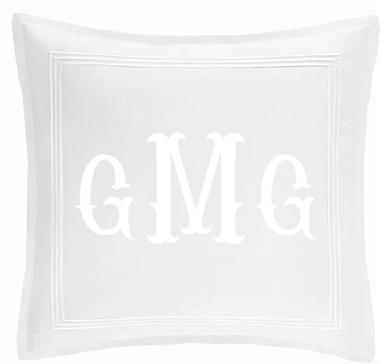Personalized Monogrammed 400 Thread Count White 100% Cotton Sateen Hotel Stitch 3 line Embroidery Euro Shams - Image 5