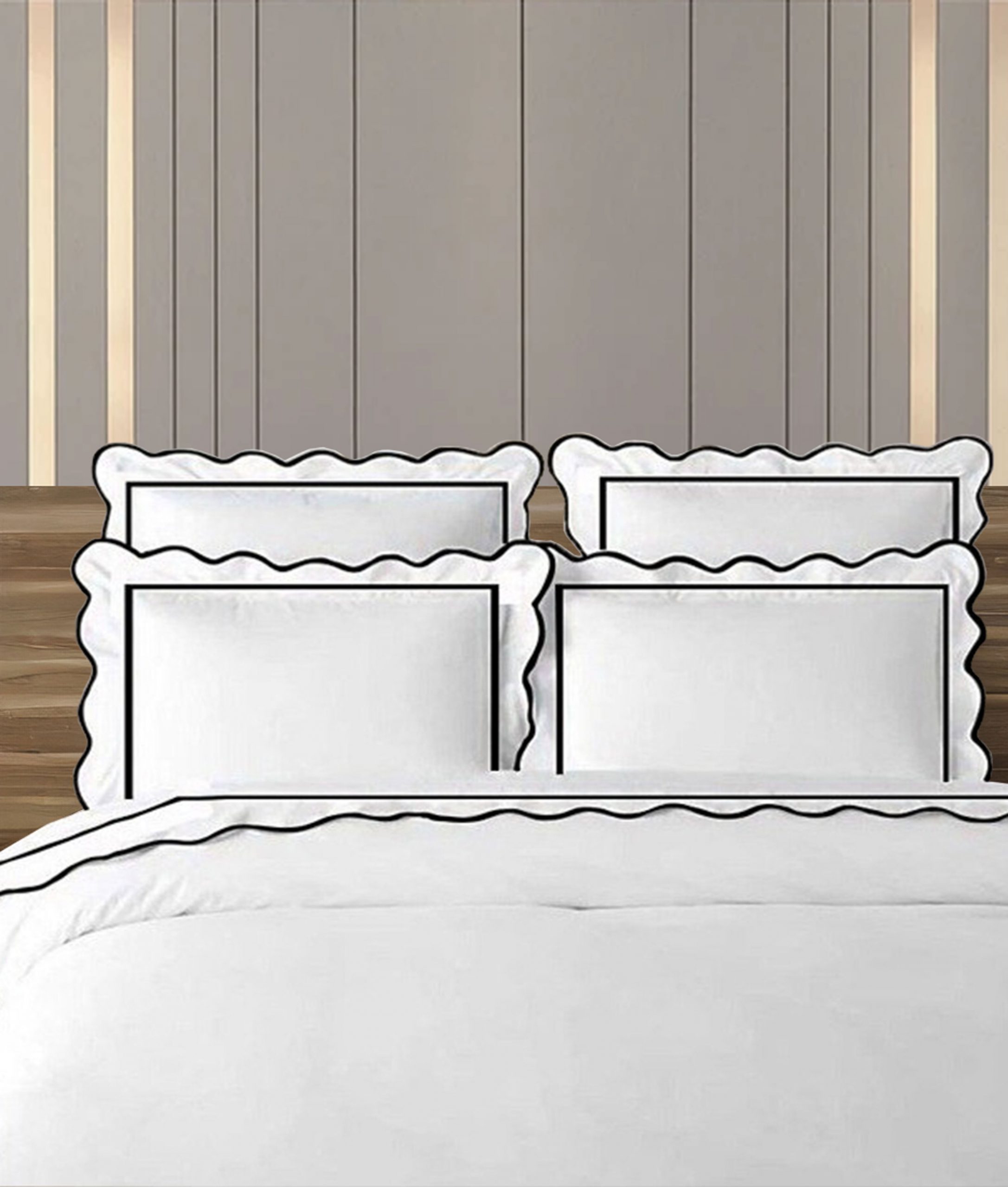 Scalloped and Border Embroidery duvet cover -400 Thread Count 100%White Cotton Sateen Hotel Stitch Duvet Cover Set - Image 8