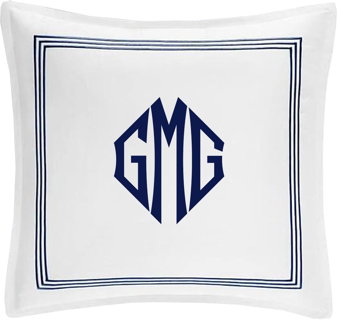 Personalized Monogrammed 400 Thread Count White 100% Cotton Sateen Hotel Stitch 3 line Embroidery Euro Shams - Image 6