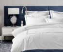 400 Thread Count White 100% Cotton Sateen Hotel Stitch 5 Pieces Double Embroidery duvet cover Set