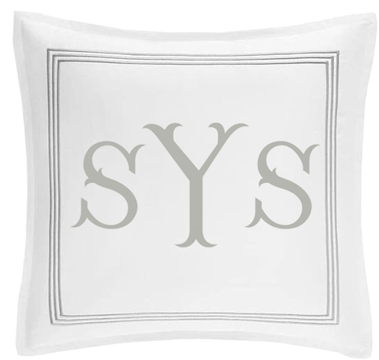 Personalized Monogrammed 400 Thread Count White 100% Cotton Sateen Hotel Stitch 3 line Embroidery Euro Shams - Image 9