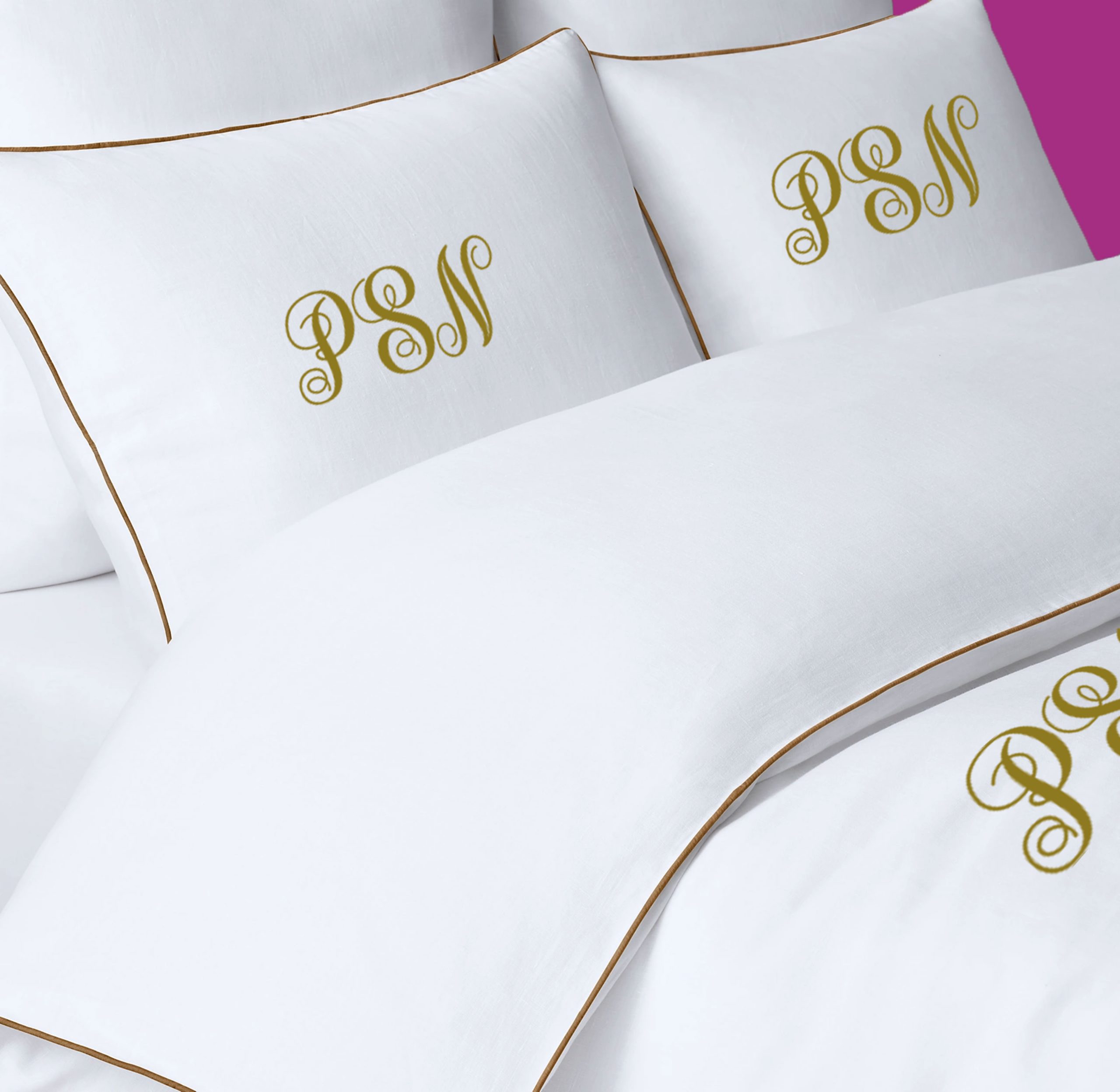 Personalized Monogram 400 Thread Count White 100% Cotton Sateen Hotel Stitch Edge embroidery border Duvet Cover set - Image 6
