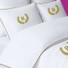 Personalized Monogram 400 Thread Count White 100% Cotton Sateen Hotel Stitch Edge embroidery border Duvet Cover set - Image 5