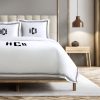 Personalized Monogram 400 Thread Count White 100% Cotton Sateen Hotel Stitch Triple Edge Embroidery Border Duvet Cover set - Image 4