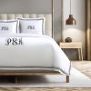 Personalized Monogram 400 Thread Count White 100% Cotton Sateen Hotel Stitch Triple Edge Embroidery Border Duvet Cover set - Image 3
