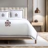 Personalized Monogram 400 Thread Count White 100% Cotton Sateen Hotel Stitch Triple Edge Embroidery Border Duvet Cover set - Image 5