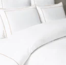 400 Thread Count White 100% Cotton Sateen Hotel Stitch Edge and Border Embroidery Duvet Cover set