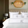 Personalized Monogram 400 Thread Count White 100% cotton sateen 3 line embroidery Border Duvet cover set - Image 2
