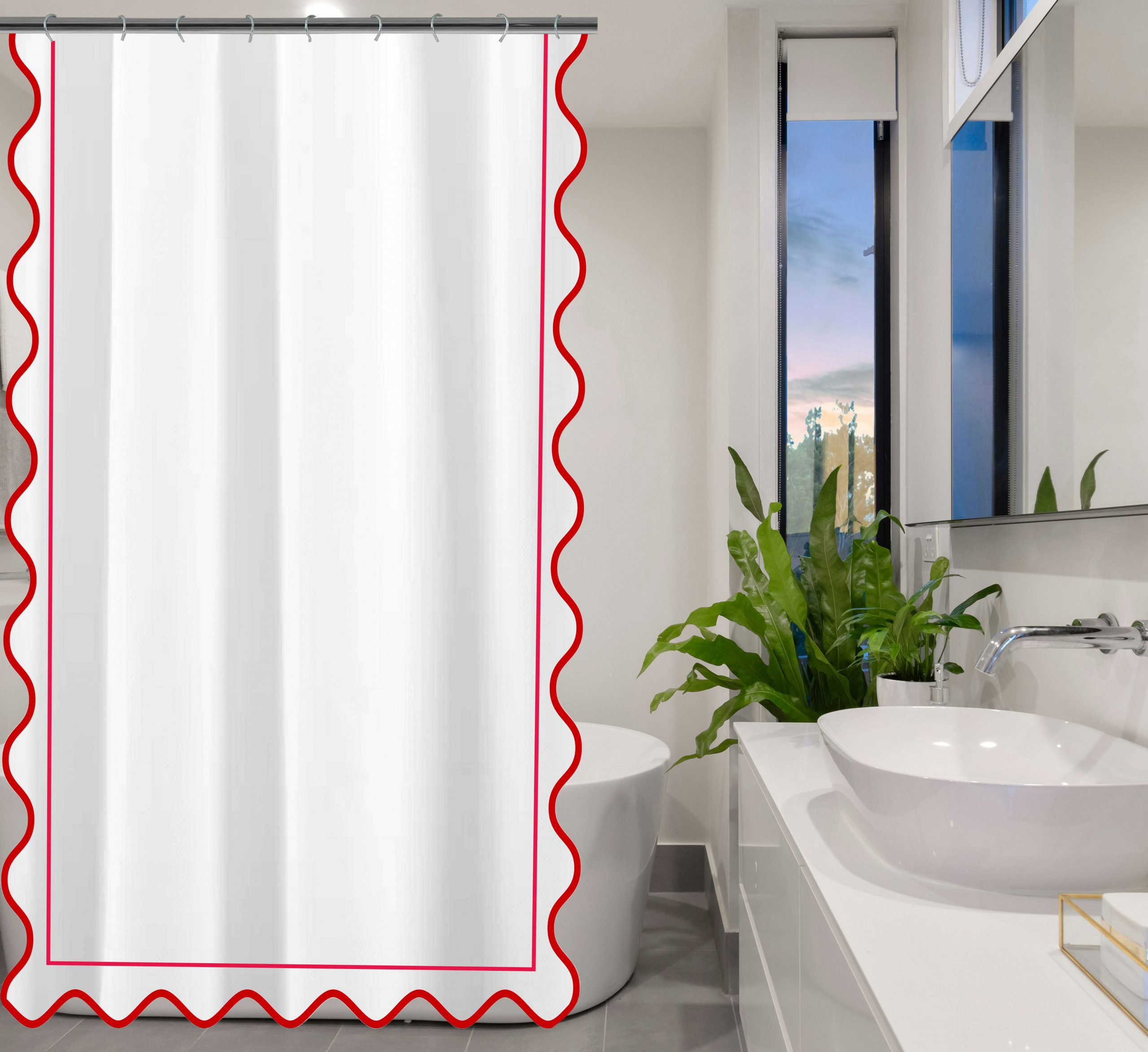 Personalized Monogram White 100% Cotton Sateen double Embroidery Border Curtain - Image 2