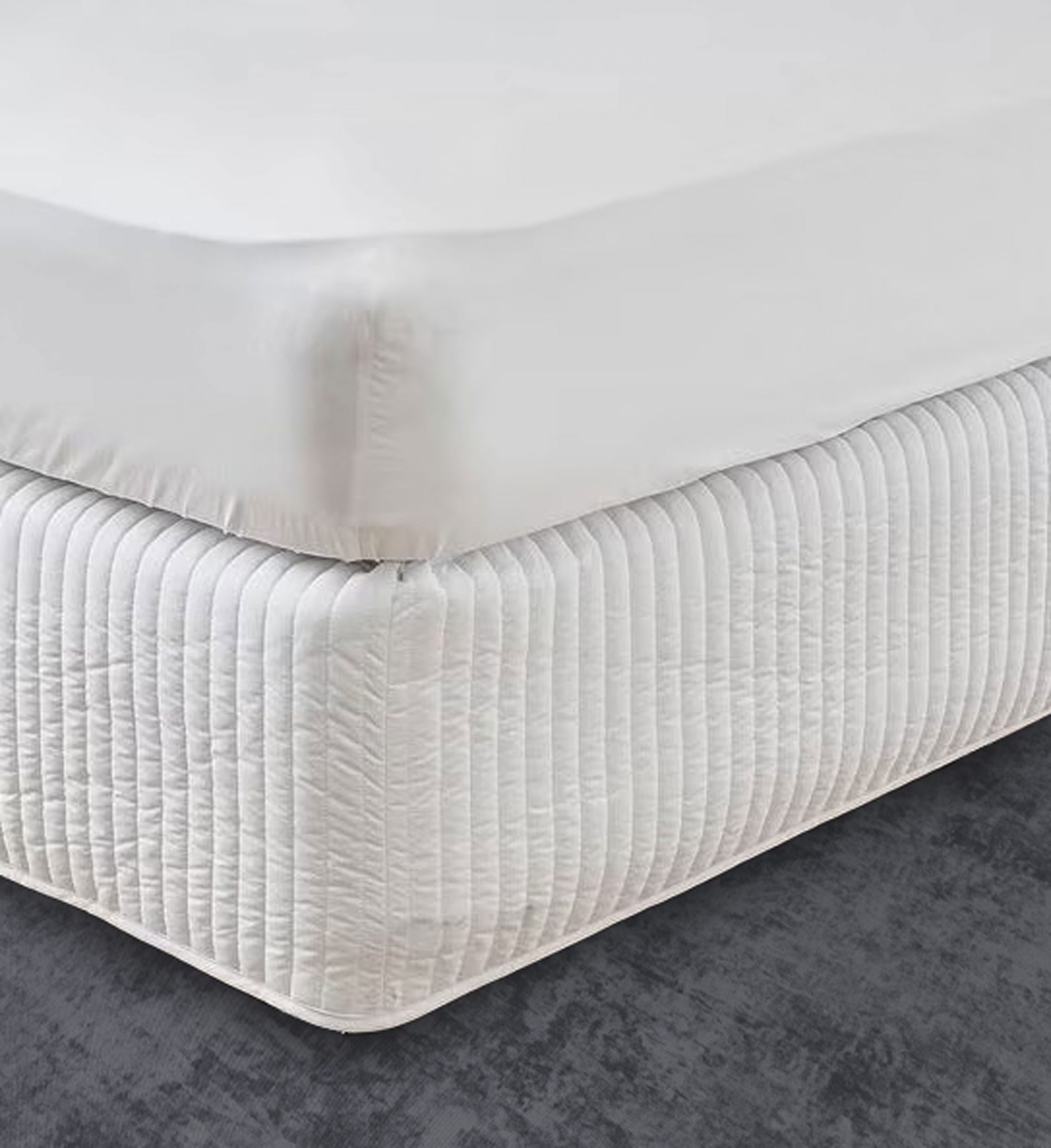 Quilted Bed Skirt Padded Vertical Quilting – 8″ to 39″ Drop Length 1 PIECE BED SKIRT 3 Sided 100% Cotton - Image 3