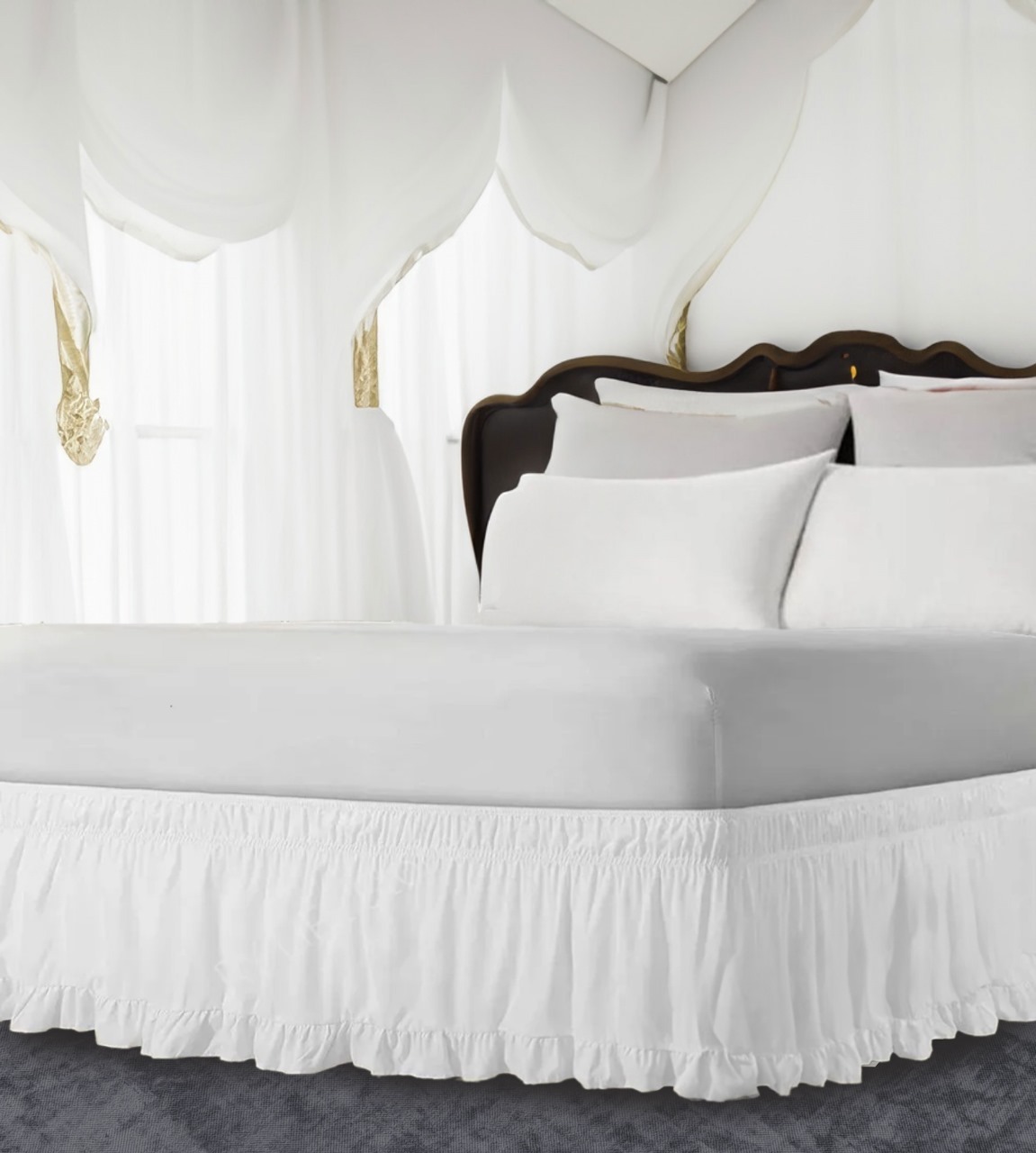 Wrap Around Bed Skirt Easy Fit Bed Skirt 3 Sided 100% Cotton Sateen - Image 3