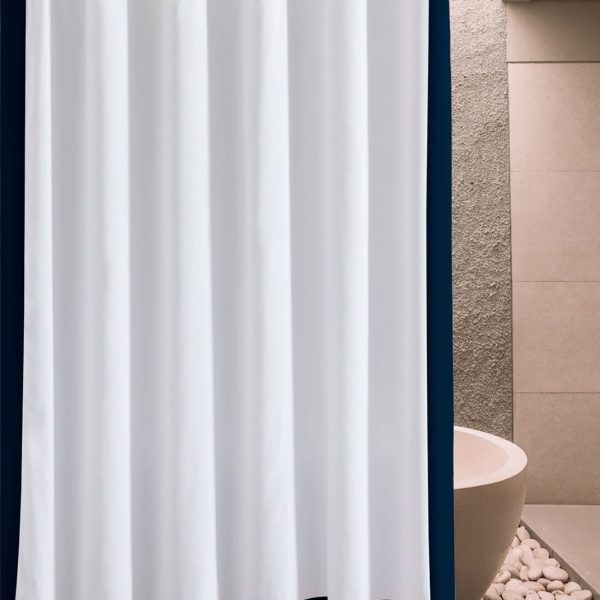 400 Thread Count White 100% Cotton Sateen Border Frame Shower Curtain