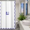 Personalized Monogram scalloped Embroidery shower Curtain White 100% Cotton Sateen - Image 3