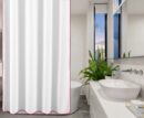 400 Thread Count White 100% Cotton Sateen Edge Embroidery Border Shower Curtain