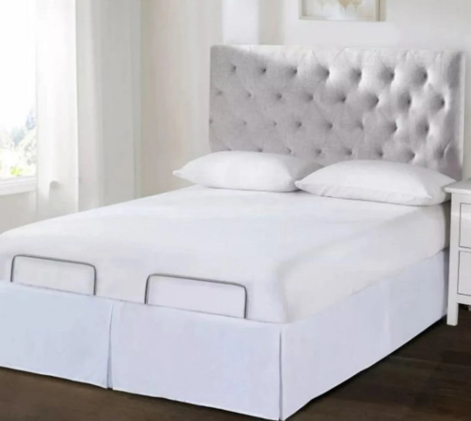 400 Thread Count Adjustable Bed Wrap Around Tailored Bed Skirt Velcro Detachable Bed Skirt